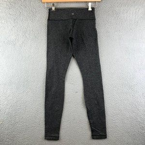 Lululemon Gray Herringbone Print High‎ Waisted Leggings Womens Size 4